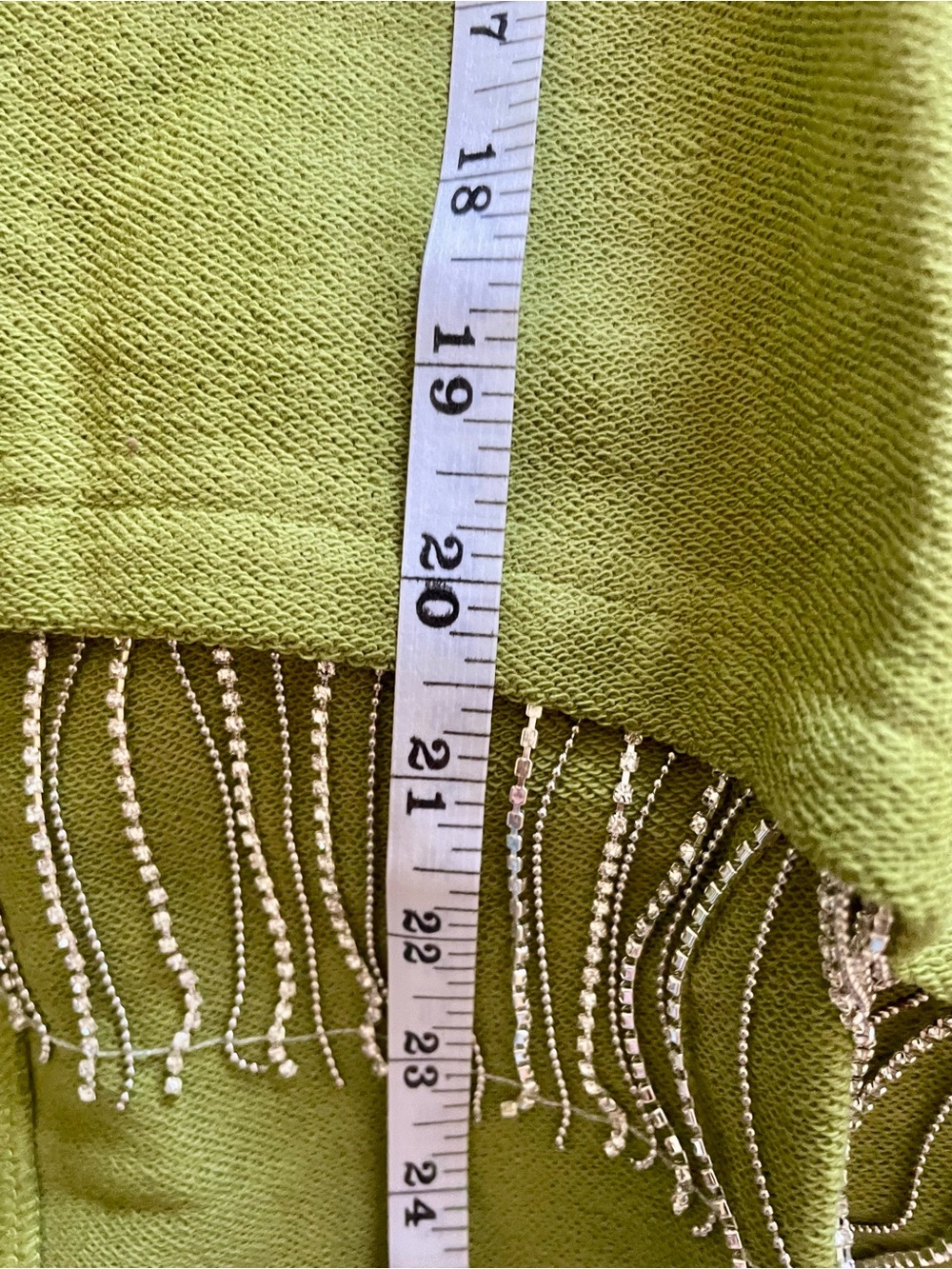 Blue Velvet Olive Rhinestone Fringe Top Boho Festival L NWT - Picture 9 of 12